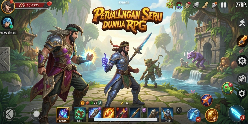 Tampilan menarik dari gameplay RPG 77RP penuh aksi.