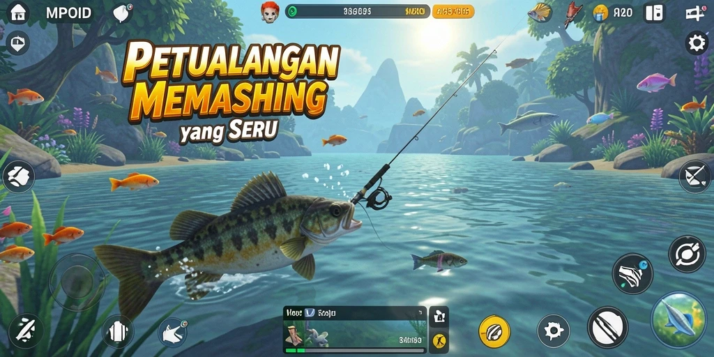Tampilan gameplay MPOID yang menarik saat memancing.